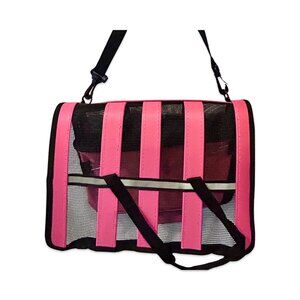 Pink with stripes small pet carrier